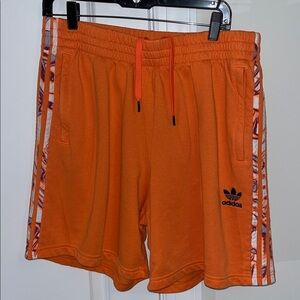 Adidas Originals Stripe Orange soccer basketball shorts XL zipper pockets